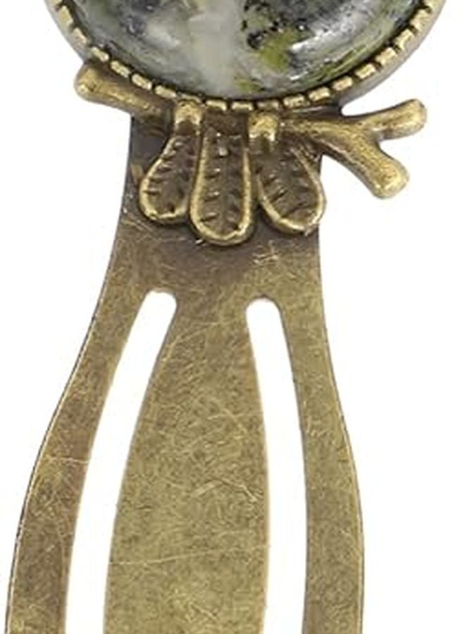 Green Zinc Alloy Owl Bookmark Retro Stone Decor Portable Reading Marker For Adults - Image 1